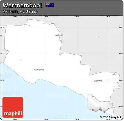 Silver Style Simple Map of Warrnambool