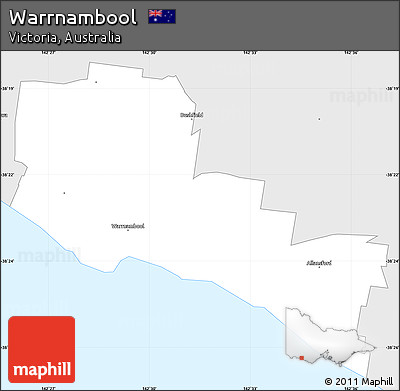 Silver Style Simple Map of Warrnambool