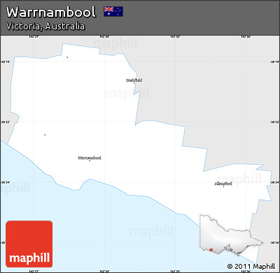 Silver Style Simple Map of Warrnambool, single color outside