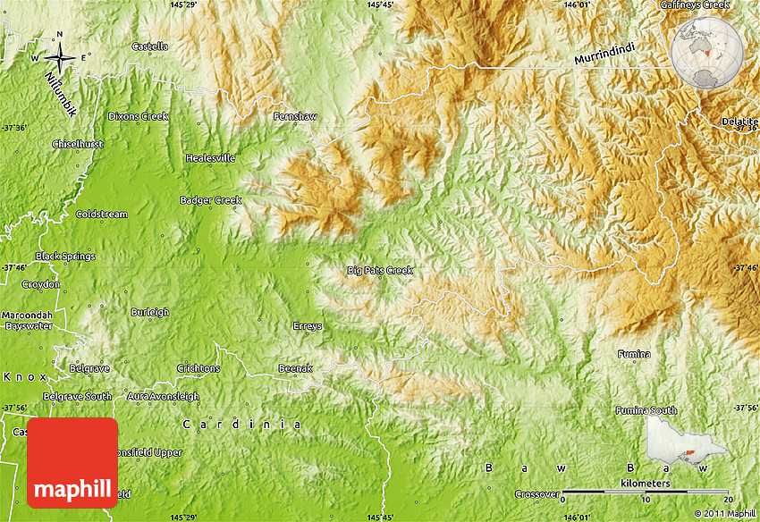 Physical Map of Yarra Ranges