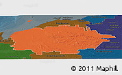 Political Panoramic Map of Ashburton, darken