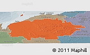 Political Panoramic Map of Ashburton, semi-desaturated