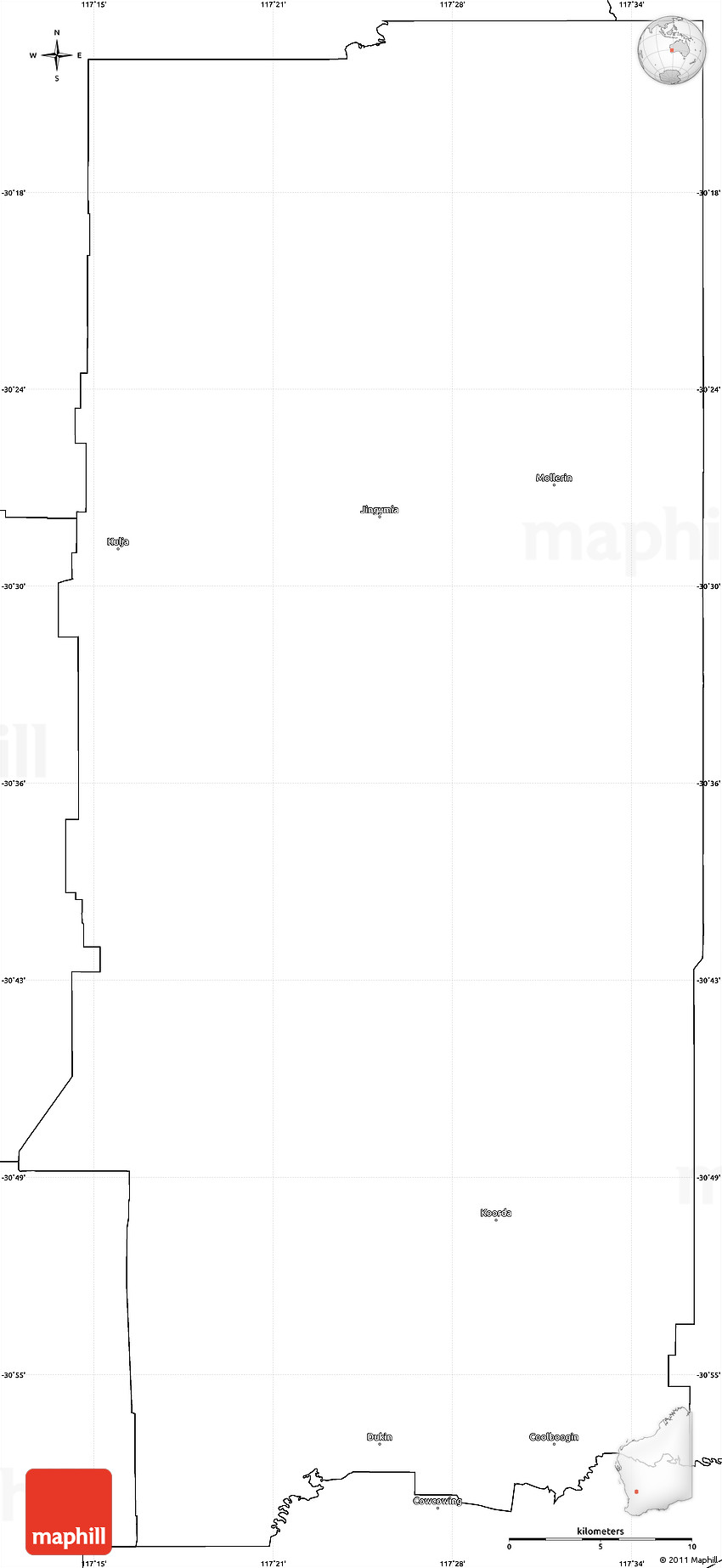 Blank Simple Map of Koorda