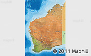 Satellite Map of Western Australia, political shades outside