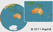 Satellite Location Map of Northam, within the entire country