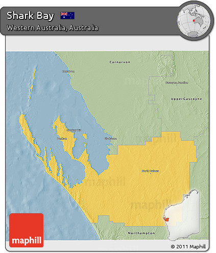 Savanna Style 3D Map of Shark Bay