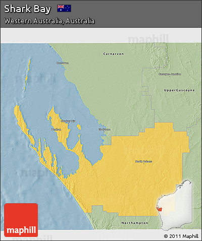 Savanna Style 3D Map of Shark Bay