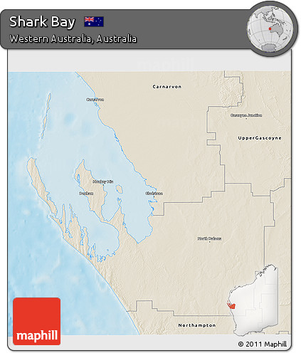 Shaded Relief 3D Map of Shark Bay
