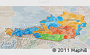 Political 3D Map of Austria, lighten, semi-desaturated