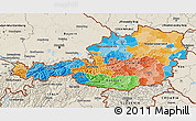 Political 3D Map of Austria, shaded relief outside