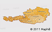 Political Shades 3D Map of Austria, cropped outside