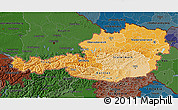 Political Shades 3D Map of Austria, darken