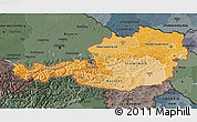 Political Shades 3D Map of Austria, darken, semi-desaturated