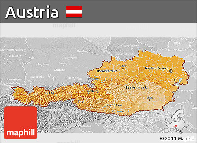 Political Shades 3D Map of Austria, lighten, desaturated