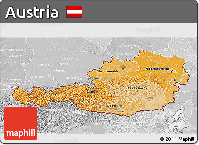 Political Shades 3D Map of Austria, lighten, desaturated