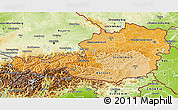 Political Shades 3D Map of Austria, physical outside