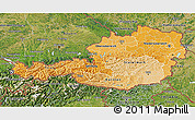 Political Shades 3D Map of Austria, satellite outside