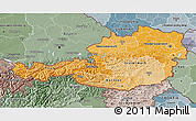 Political Shades 3D Map of Austria, semi-desaturated