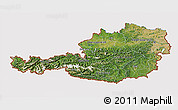 Satellite 3D Map of Austria, cropped outside