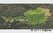 Satellite 3D Map of Austria, darken, semi-desaturated