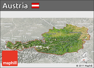 Satellite 3D Map of Austria, lighten, semi-desaturated