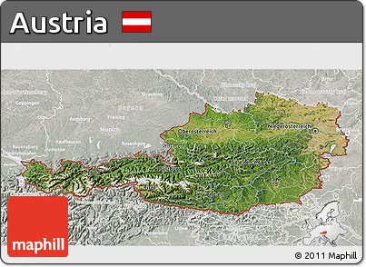 Satellite 3D Map of Austria, lighten, semi-desaturated