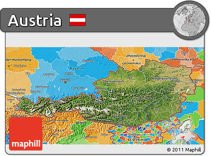 Satellite 3D Map of Austria, political outside