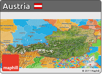 Satellite 3D Map of Austria, political outside