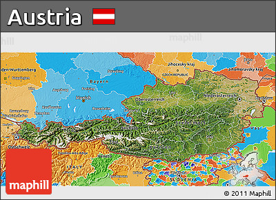 Satellite 3D Map of Austria, political outside