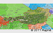 Satellite 3D Map of Austria, political shades outside
