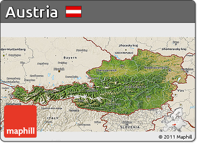 Satellite 3D Map of Austria, shaded relief outside