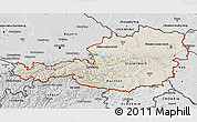 Shaded Relief 3D Map of Austria, desaturated