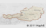 Shaded Relief 3D Map of Austria, lighten, desaturated