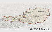 Shaded Relief 3D Map of Austria, lighten, semi-desaturated