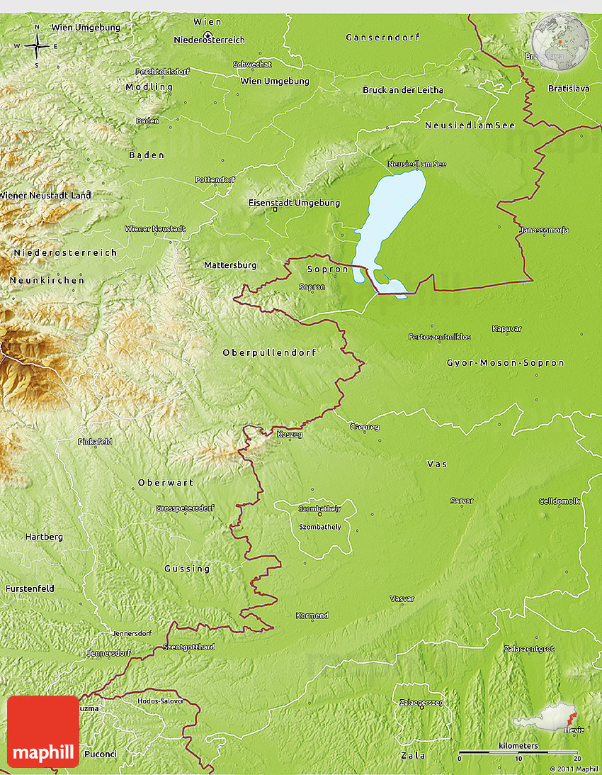 Physical 3D Map of Burgenland Physical 3D Map of Burgenland