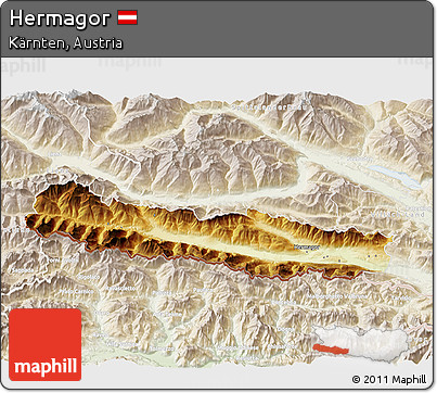 Physical 3D Map of Hermagor, lighten