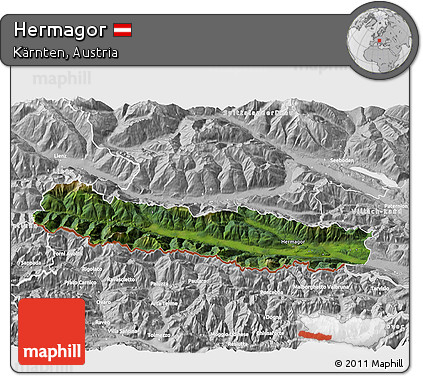 Satellite 3D Map of Hermagor, lighten, desaturated