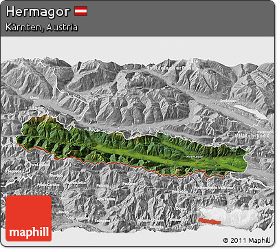 Satellite 3D Map of Hermagor, lighten, desaturated