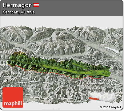 Satellite 3D Map of Hermagor, lighten, semi-desaturated