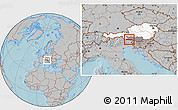 Gray Location Map of Hermagor, highlighted country, highlighted parent region, hill shading