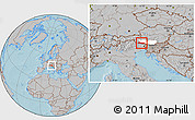 Gray Location Map of Hermagor, highlighted parent region, hill shading