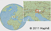 Savanna Style Location Map of Hermagor, highlighted parent region, hill shading