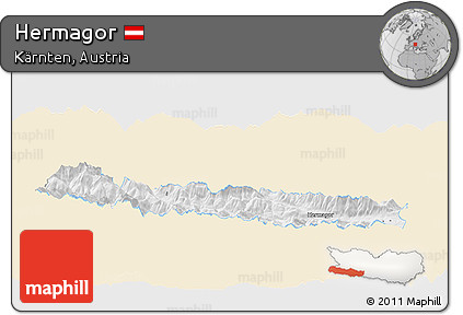 Classic Style Panoramic Map of Hermagor, single color outside
