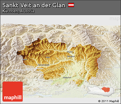 Physical 3D Map of Sankt Veit An Der Glan, lighten