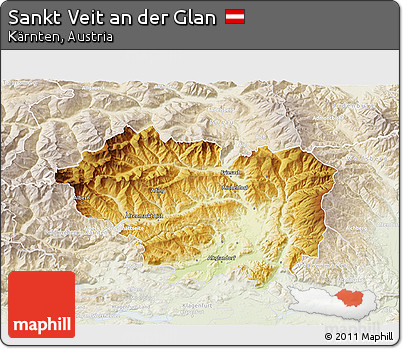 Physical 3D Map of Sankt Veit An Der Glan, lighten