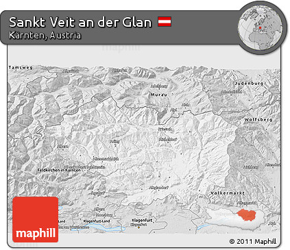 Silver Style 3D Map of Sankt Veit An Der Glan