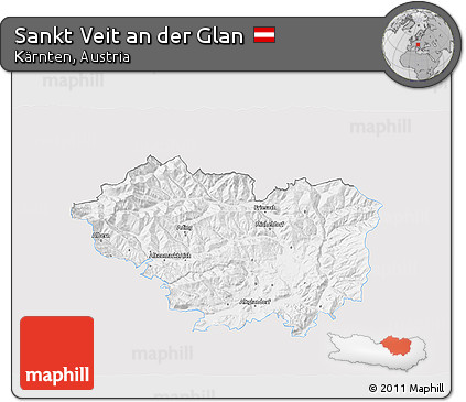Silver Style 3D Map of Sankt Veit An Der Glan, single color outside