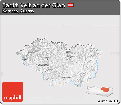 Silver Style 3D Map of Sankt Veit An Der Glan, single color outside