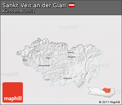 Silver Style 3D Map of Sankt Veit An Der Glan, single color outside