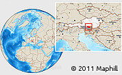 Shaded Relief Location Map of Sankt Veit an der Glan, highlighted country, highlighted parent region